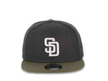 Load image into Gallery viewer, San Diego Padres New Era MLB 9FIFTY 950 Snapback Cap Hat Dark Gray Crown Olive Visor White Logo Gray UV