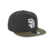 Load image into Gallery viewer, San Diego Padres New Era MLB 9FIFTY 950 Snapback Cap Hat Dark Gray Crown Olive Visor White Logo Gray UV
