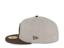 Load image into Gallery viewer, San Diego Padres New Era MLB 59FIFTY 5950 Fitted Cap Hat Heather Gray Crown Brown Visor Brown Logo Established 1969 Side Patch