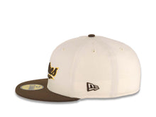 Load image into Gallery viewer, San Diego Padres New Era MLB 59FIFTY 5950 Fitted Cap Hat Cream Crown Brown Visor Brown/Yellow Logo 40th Anniversary Side Patch Cream UV