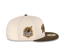 Load image into Gallery viewer, San Diego Padres New Era MLB 59FIFTY 5950 Fitted Cap Hat Cream Crown Brown Visor Brown/Yellow Logo 40th Anniversary Side Patch Cream UV