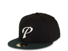 Load image into Gallery viewer, San Diego Padres New Era MLB 59FIFTY 5950 Fitted Cap Hat Black Crown Dark Green Visor White Logo 40th Anniversary Side Patch Gray UV