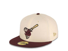 Load image into Gallery viewer, San Diego Padres New Era MLB 59FIFTY 5950 Fitted Cap Hat Cream Crown Maroon Visor Maroon/Metallic Gold Swinging Friar Logo 40th Anniversary Side Patch
