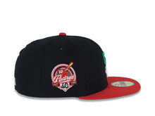 Load image into Gallery viewer, San Diego Padres New Era MLB 59FIFTY 5950 Fitted Cap Hat Black Crown Red Visor Green/White/Red Logo 40th Anniversary Side Patch Green UV