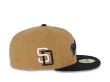 Load image into Gallery viewer, San Diego Padres New Era MLB 59FIFTY 5950 Fitted Cap Hat Wheat Crown Navy Blue Visor Navy Blue/White Logo 40th Anniversary Side Patch Black UV