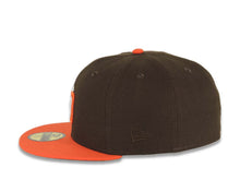 Load image into Gallery viewer, San Diego Padres New Era MLB 59FIFTY 5950 Fitted Cap Hat Brown Crown Orange Visor White/Orange Logo 1998 World Series Side Patch Gray UV