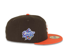 Load image into Gallery viewer, San Diego Padres New Era MLB 59FIFTY 5950 Fitted Cap Hat Brown Crown Orange Visor White/Orange Logo 1998 World Series Side Patch Gray UV