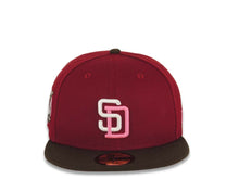 Load image into Gallery viewer, San Diego Padres New Era MLB 59FIFTY 5950 Fitted Cap Hat Cardinal Crown Brown Visor Cream/Dark Pink Logo 40th Anniversary Side Patch Pink UV