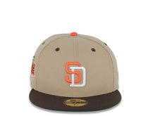 Load image into Gallery viewer, San Diego Padres New Era MLB 59FIFTY 5950 Fitted Cap Hat Khaki Crown Brown Visor Orange/White Logo Stadium Side Patch Green UV