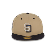 Load image into Gallery viewer, San Diego Padres New Era MLB 59FIFTY 5950 Fitted Cap Hat Khaki Crown Navy Blue Visor White/Navy Blue Logo 40th Anniversary Side Patch Gray UV
