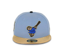 Load image into Gallery viewer, San Diego Padres New Era MLB 59FIFTY 5950 Fitted Cap Hat Sky Blue Crown Metallic Gold Visor Royal Blue/Brown Logo 40th Anniversary Side Patch