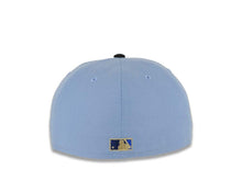 Load image into Gallery viewer, San Diego Padres New Era MLB 59FIFTY 5950 Fitted Cap Hat Sky Blue Crown Metallic Gold Visor Royal Blue/Brown Logo 40th Anniversary Side Patch