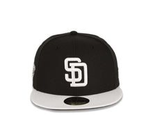 Load image into Gallery viewer, San Diego Padres New Era MLB 59FIFTY 5950 Fitted Cap Hat Black Crown White Visor White Logo 1998 World Series Side Patch