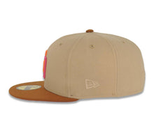 Load image into Gallery viewer, San Diego Padres New Era MLB 59FIFTY 5950 Fitted Cap Hat Khaki Crown Brown Visor Magenta/Orange Logo Stadium Side Patch Magenta UV