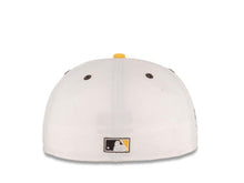 Load image into Gallery viewer, San Diego Padres New Era MLB 59FIFTY 5950 Fitted Cap Hat White Crown Dark Brown Visor Dark Brown/Yellow Logo 1998 World Series Side Patch Yellow UV