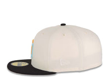 Load image into Gallery viewer, San Diego Padres New Era MLB 59FIFTY 5950 Fitted Cap Hat Cream Crown Black Visor COLOR3 Light Orange/Turquoise 1998 World Series Side Patch