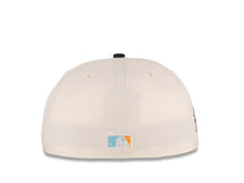 Load image into Gallery viewer, San Diego Padres New Era MLB 59FIFTY 5950 Fitted Cap Hat Cream Crown Black Visor COLOR3 Light Orange/Turquoise 1998 World Series Side Patch