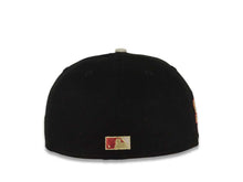 Load image into Gallery viewer, (Exclusive) San Diego Padres New Era MLB 59FIFTY 5950 Fitted Cap Hat Cotton Black Crown Tan Visor Metallic Red Catching Friar Logo Stadium Side Patch