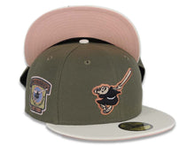 Load image into Gallery viewer, San Diego Padres New Era MLB 59FIFTY 5950 Fitted Cap Hat Olive Crown Cream Visor Metallic Brown/Khaki Swinging Friar Logo 1969 Go Padres Side Patch