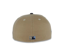 Load image into Gallery viewer, San Diego Padres New Era MLB 59FIFTY 5950 Fitted Cap Hat Khaki Crown Navy Visor Light Brown/Sky Blue Logo 40th Anniversary Side Patch Sky Blue UV