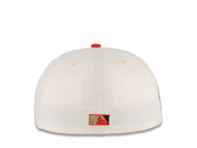 Load image into Gallery viewer, San Diego Padres New Era MLB 59FIFTY 5950 Fitted Cap Hat Cream Crown Red Visor Black/Metallic Gold Swinging Friar Logo Established 1969 Side Patch