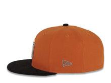 Load image into Gallery viewer, (Corduroy Visor) San Diego Padres New Era MLB 59FIFTY 5950 Fitted Cap Hat Rust Orange Crown Black Visor Peach/Metallic Gray Logo Stadium Side Patch