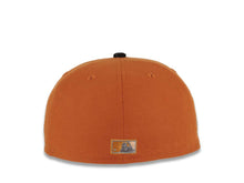 Load image into Gallery viewer, (Corduroy Visor) San Diego Padres New Era MLB 59FIFTY 5950 Fitted Cap Hat Rust Orange Crown Black Visor Peach/Metallic Gray Logo Stadium Side Patch