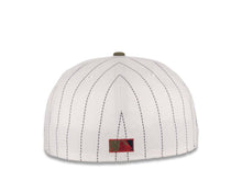 Load image into Gallery viewer, San Diego Padres New Era MLB 59FIFTY 5950 Fitted Cap Hat White Pinstripe Crown Olive Visor Cardinal/Olive āPā Logo 40th Anniversary Side Patch