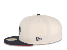Load image into Gallery viewer, San Diego Padres New Era MLB 59FIFTY 5950 Fitted Cap Hat Cream Crown Navy Blue Visor Navy/Metallic Gold Baseball Club Logo 25th Anniversary Side Patch