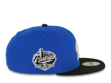 Load image into Gallery viewer, San Diego Padres New Era MLB 59FIFTY 5950 Fitted Cap Hat Royal Blue Crown Black Visor White "P" Logo Established 1969 Side Patch