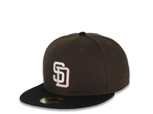 Load image into Gallery viewer, San Diego Padres New Era MLB 59FIFTY 5950 Fitted Cap Hat Brown Crown Black Visor White/Pink Logo 50th Anniversary Side Patch Pink UV