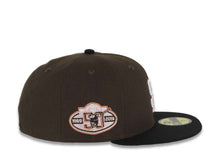 Load image into Gallery viewer, San Diego Padres New Era MLB 59FIFTY 5950 Fitted Cap Hat Brown Crown Black Visor White/Pink Logo 50th Anniversary Side Patch Pink UV