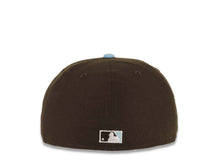 Load image into Gallery viewer, San Diego Padres New Era MLB 59FIFTY 5950 Fitted Cap Hat Brown Crown Sky Blue Visor White/Sky Blue Logo 25th Anniversary Side Patch Gray UV