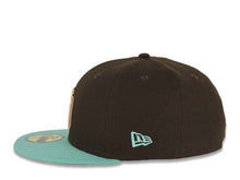 Load image into Gallery viewer, San Diego Padres New Era MLB 59FIFTY 5950 Fitted Cap Hat Brown Crown Light Teal Visor Cream/Light Brown Logo 25th Anniversary Side Patch Gray UV