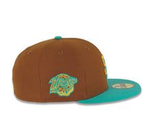 Load image into Gallery viewer, San Diego Padres New Era MLB 59FIFTY 5950 Fitted Cap Hat Brown Crown Teal Visor Gold/Teal Logo 1998 World Series Side Patch Gray UV