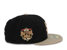 Load image into Gallery viewer, (Corduroy Crown) San Diego Padres New Era MLB 59FIFTY 5950 Fitted Cap Hat Black Crown Khaki Visor Metallic Brown Logo 2016 All-Star Game Side Patch