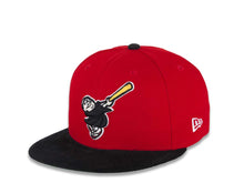 Load image into Gallery viewer, (Corduroy Visor) San Diego Padres New Era MLB 59FIFTY 5950 Fitted Cap Hat Red Crown Black Visor Black Swinging Friar Logo Established 1969 Side Patch