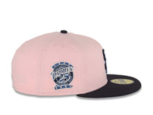 Load image into Gallery viewer, San Diego Padres New Era MLB 59FIFTY 5950 Fitted Cap Hat Cotton Pink Crown Navy Visor Navy/Blue Logo 25th Anniversary Side Patch Sky Blue UV