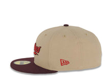 Load image into Gallery viewer, San Diego Padres New Era MLB 59FIFTY 5950 Fitted Cap Hat Khaki Crown Maroon Visor Red/Khaki/Brown Logo Established 1969 Side Patch Red UV