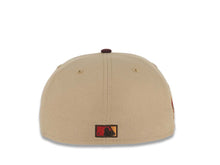 Load image into Gallery viewer, San Diego Padres New Era MLB 59FIFTY 5950 Fitted Cap Hat Khaki Crown Maroon Visor Red/Khaki/Brown Logo Established 1969 Side Patch Red UV