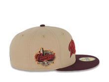 Load image into Gallery viewer, San Diego Padres New Era MLB 59FIFTY 5950 Fitted Cap Hat Khaki Crown Maroon Visor Red/Khaki/Brown Logo Established 1969 Side Patch Red UV