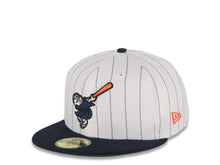 Load image into Gallery viewer, San Diego Padres New Era MLB 59FIFTY 5950 Fitted Cap Hat White Pinstripe Crown Navy Visor Navy Orange Swinging Friar Logo 25th Anniversary Side Patch