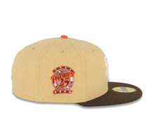Load image into Gallery viewer, San Diego Padres New Era MLB 59FIFTY 5950 Fitted Cap Hat Yellow Green Crown Brown Visor White Logo 25th Anniversary Side Patch Green UV