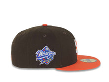 Load image into Gallery viewer, San Diego Padres New Era MLB 59FIFTY 5950 Fitted Cap Hat Brown Crown Orange Visor White/Orange Logo 1998 World Series Side Patch Gray UV