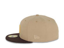 Load image into Gallery viewer, San Diego Padres New Era MLB 59FIFTY 5950 Fitted Cap Hat Khaki Crown Brown Visor White/Yellow Logo 1998 World Series Side Patch Green UV