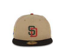 Load image into Gallery viewer, San Diego Padres New Era MLB 59FIFTY 5950 Fitted Cap Hat Khaki Crown Black Visor Dark Green/Red Logo 2016 All-Star Game Side Patch Dark Green UV