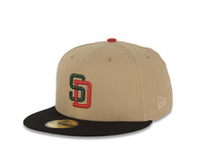 Load image into Gallery viewer, San Diego Padres New Era MLB 59FIFTY 5950 Fitted Cap Hat Khaki Crown Black Visor Dark Green/Red Logo 2016 All-Star Game Side Patch Dark Green UV