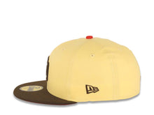 Load image into Gallery viewer, San Diego Padres New Era MLB 59FIFTY 5950 Fitted Cap Hat Soft Yellow Crown Brown Visor Brown Logo 1992 All-Star Game Side Patch Red UV