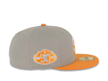 Load image into Gallery viewer, San Diego Padres New Era MLB 59FIFTY 5950 Fitted Cap Hat Gray Crown Light Orange Visor White/Light Orange Logo 50th Anniversary Side Patch Gray UV