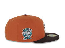 Load image into Gallery viewer, San Diego Padres New Era MLB 59FIFTY 5950 Fitted Cap Hat Dark Orange Crown Dark Brown Visor Cream/Dark Brown Logo 25th Anniversary Side Patch Cream UV